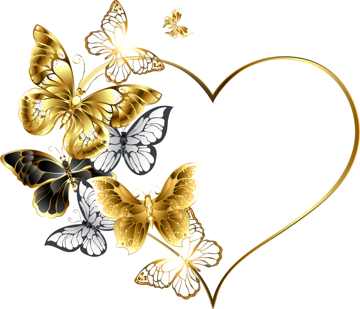 Heart with Golden Butterflies